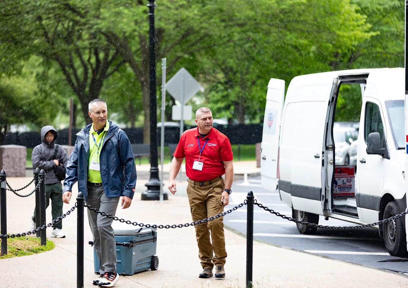 Volunteers unloading wheelchairs from a van in Washington, D.C.